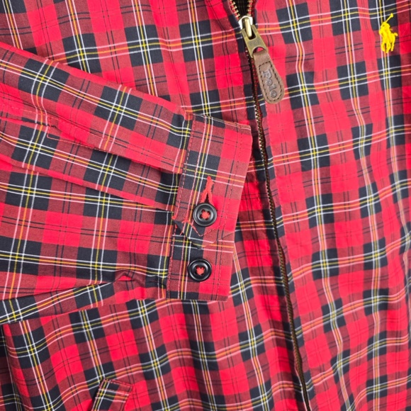VTG Polo Ralph Lauren Red Tartan Plaid Harrington Lightweight Jacket XL - Picture 4 of 11